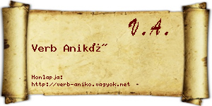 Verb Anikó névjegykártya