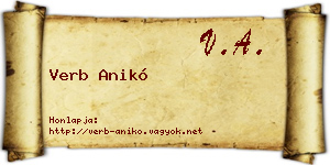 Verb Anikó névjegykártya